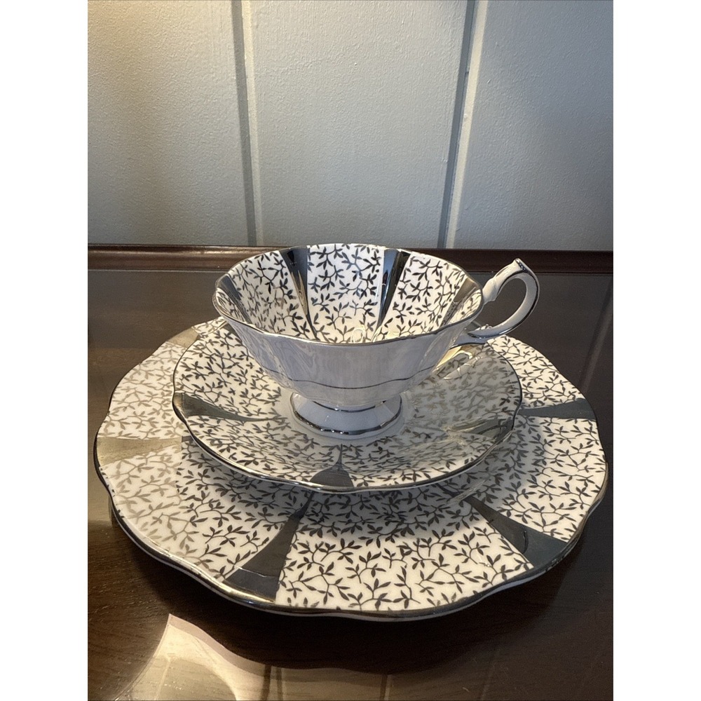 Vintage 3 Piece Queen Anne Silver Lace Bone China Made In England